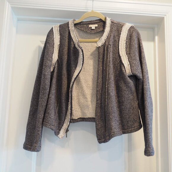 GAP Terry Motto Jacket Sz Small A-Symmetrical Zipper Fur Lining Preppy Style - Picture 7 of 12